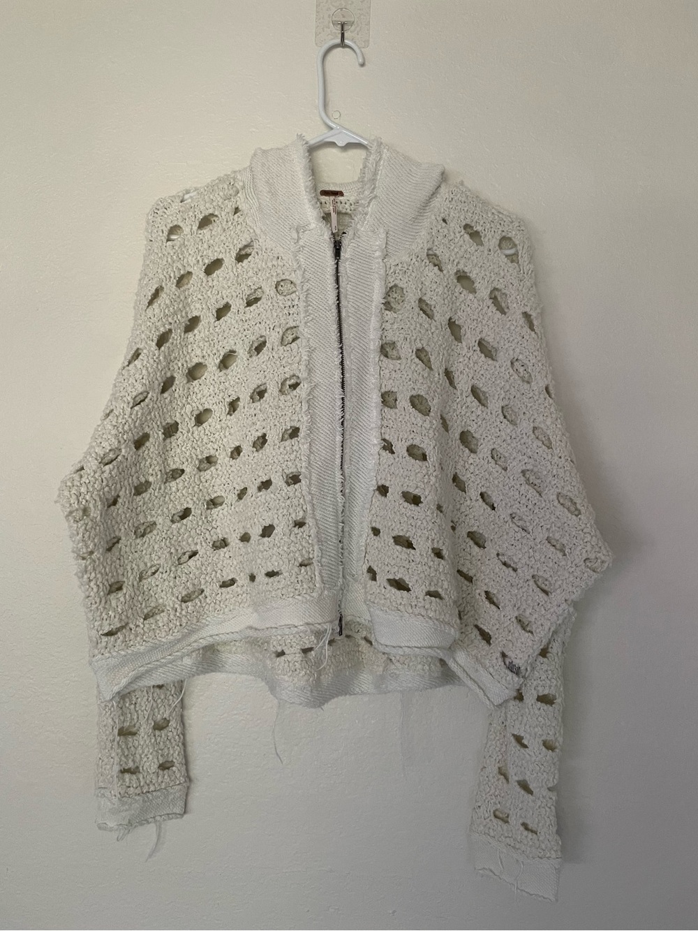 Cotton blend cropped knitted jacket